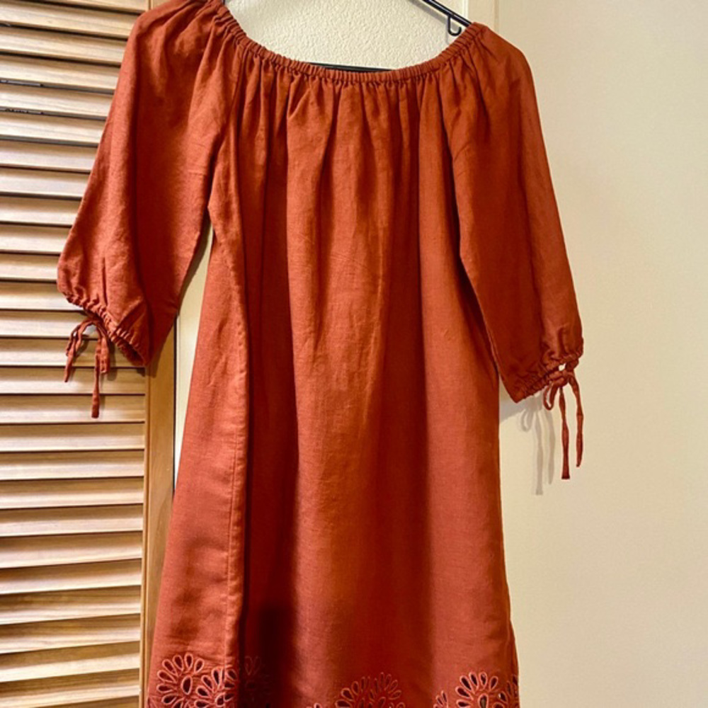 J Crew off-shoulder eyelet rust dress/cover-up